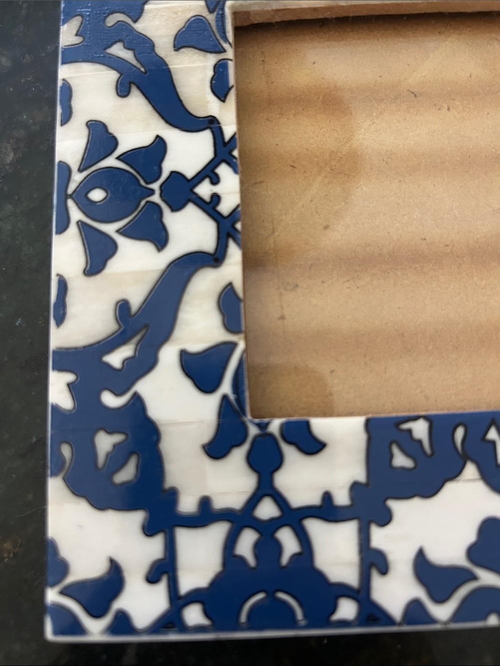 Decorative blue and ivory Patterned Photo Frame - Picture 9 of 9